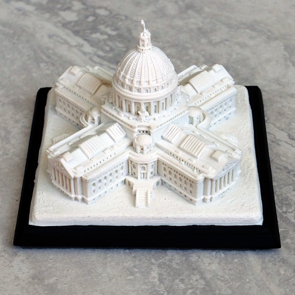 Wisconsin State Capitol model in white with black platform