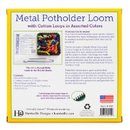 Potholder Loom Kit- Back of box listing the contents and other information..