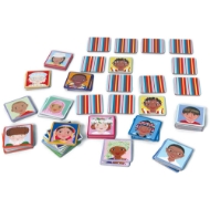 Never Forget a Face Memory Game with game cards laid out across image.