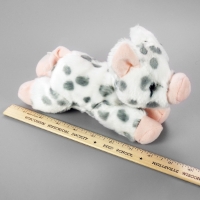 Spotted Piglet Stuffed Animal measured next to a ruler.