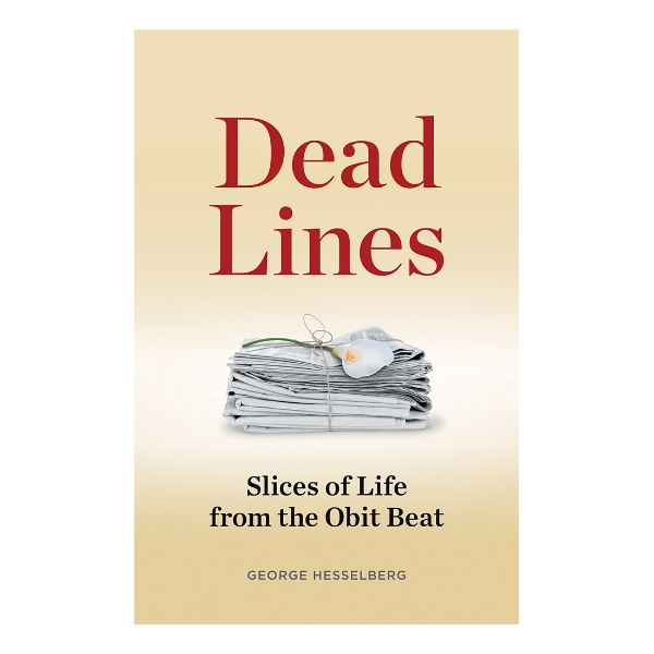 Dead Lines book cover featuring newspaper in middle with yellow background