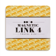 Magnetic Link 4 Travel Size printed in bold black with a light and dark yellow geometric pattern in background. 