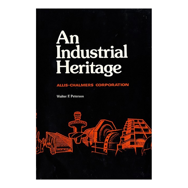 An Industrial Heritage book cover featuring black background and red industrial equipment