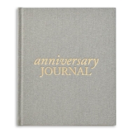 Anniversary Journal with gray linen hardcover. Gold embossed lettering says "Anniversary Journal"