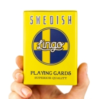 Yellow tin of the Swedish version of Lingo Playing cards