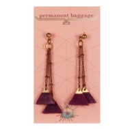 Amythest leather dangle earrings