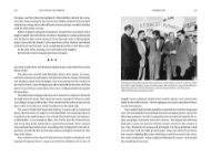 Page spread from "Wisconsin for Kennedy" with paragraphs of text on the left and a black and white photo on the right John F. Kennedy standing with democratic leaders.