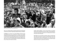 Page spread from "Wisconsin for Kennedy" with a largh black and white photograph of a crowd of people supporting John F. Kennedy for President.