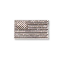 The front of the silver pewter American flag pin