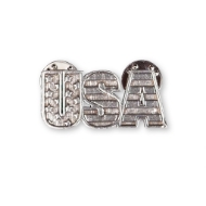 The front of the silver pewter USA pin