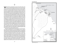 Page spread from "Red Arrow Across the Pacific" with black and white map of  Buna Village area on right and paragraphs of text on left.