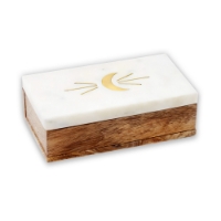 The Indukala Crescent Moon Treasure Box with the white marble lid on