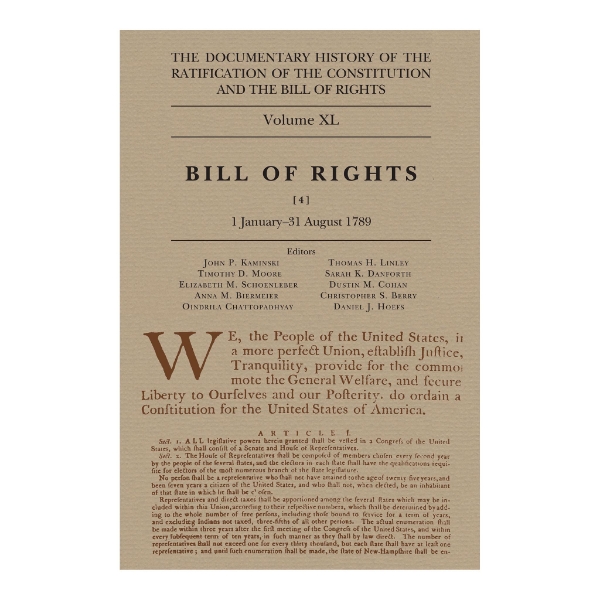 Book cover of "The Documentary History of the Ratification of the Constitution" Volume 40. Beige background with title in black font.