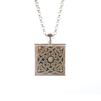 Square pendant with Celtic knot design.