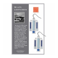 The Frank Lloyd Wright Willits "Light Screen" Earrings | Blue/Silver in its packaging 