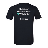 The back of Wisconsin's 2025 National History Day T-shirt with the words "National History Day in Wisconsin." 